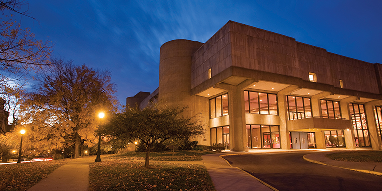 View of the Musical Arts center taken during an evening performance.